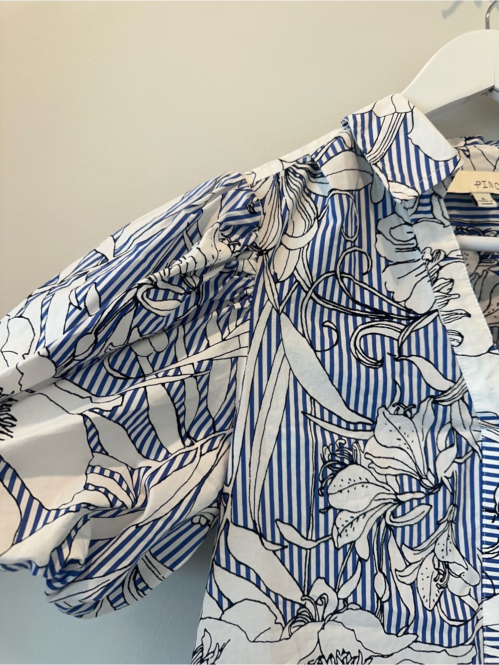 Pinch Riveria Blue White Ruffle Puff Sleeve Cotton Summer Mini Dress Size Small - Picture 12 of 16